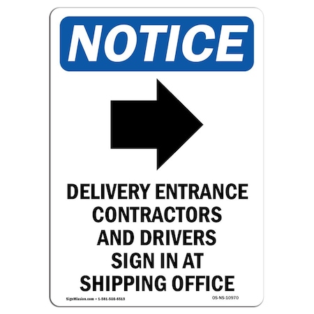 Signmission OSHA Sign, 14" H, 10" W, Aluminum, Delivery Entrance Sign With Symbol, Portrait, 1014-V-10970 OS-NS-A-1014-V-10970